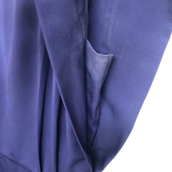 Eliza J Pleated Crepe Belted Lined Dress with Pockets. zip back. Indigo color. - Picture 7 of 8